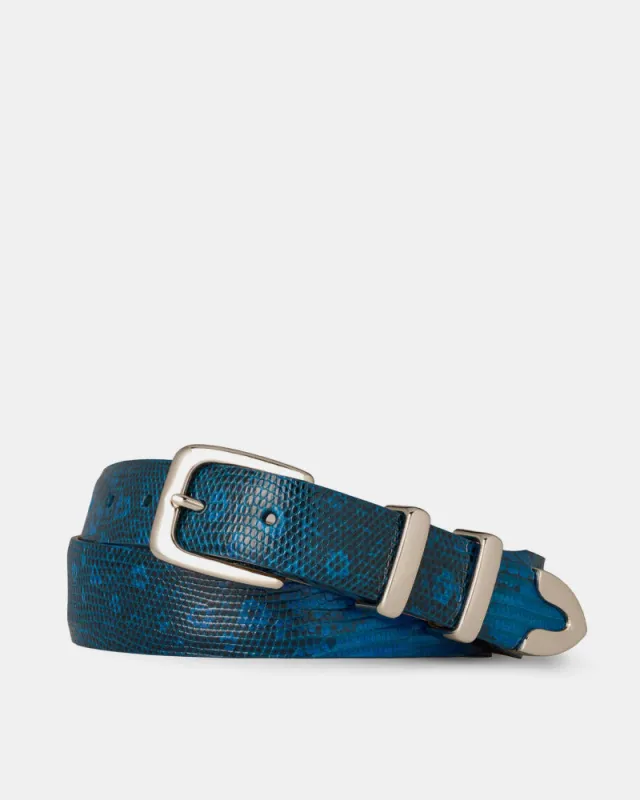 Tapered Lizard Golf Belt in Ring Royal sold by Cobbler Union