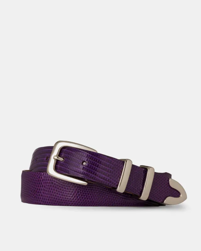 Tapered Lizard Golf Belt in Purple sold by Cobbler Union