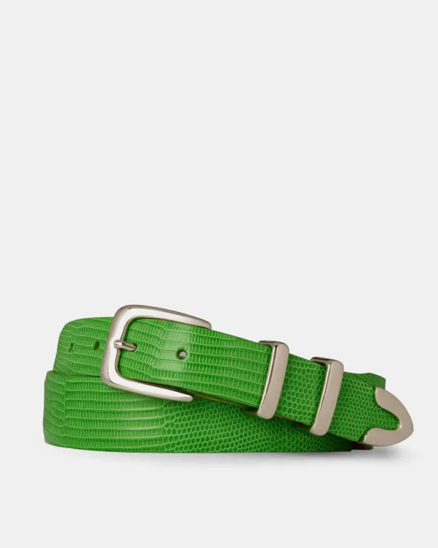 Tapered Lizard Golf Belt in Pat Green sold by Cobbler Union