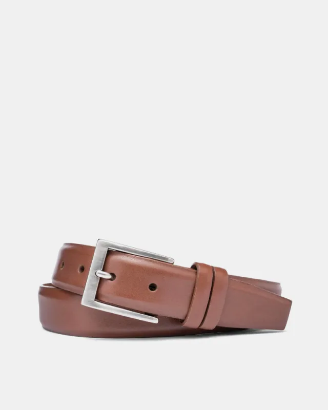 Semi Matte Calf Belt in Cognac Leather sold by Cobbler Union