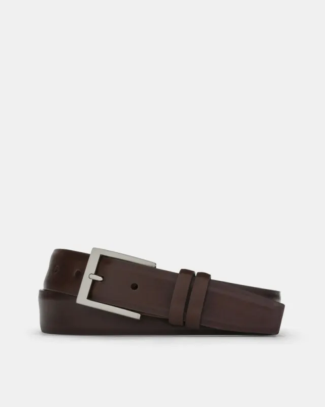 Semi Matte Calf Belt in Chocolate Leather sold by Cobbler Union