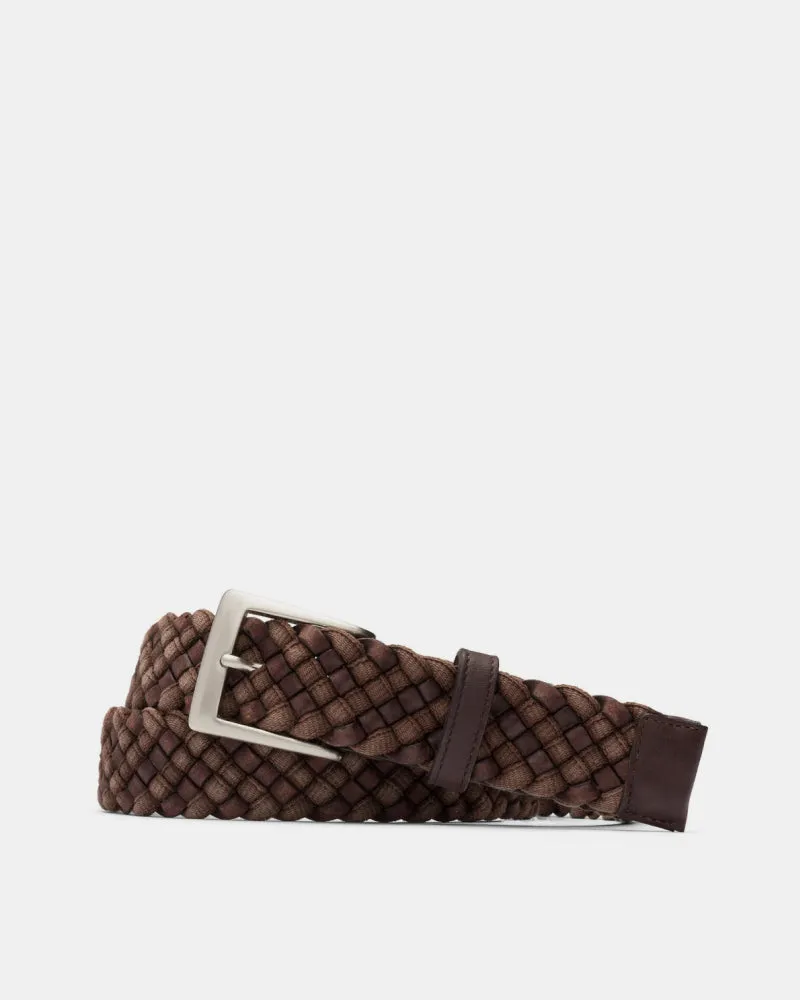 Leather Cloth Braid Belt in Brown sold by Cobbler Union