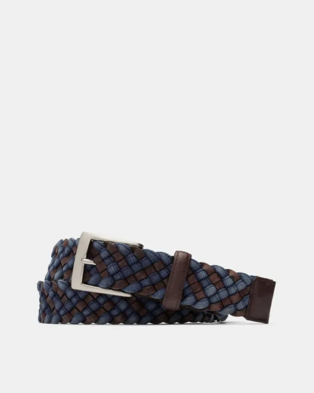 Leather Cloth Braid Belt in Blue sold by Cobbler Union