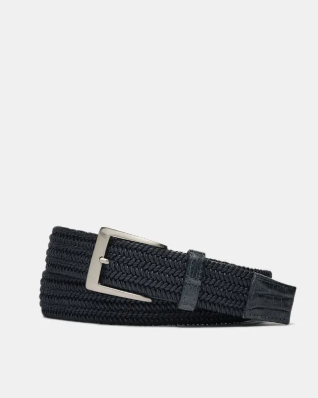 Solid Sport Strech Belt in Navy sold by Cobbler Union