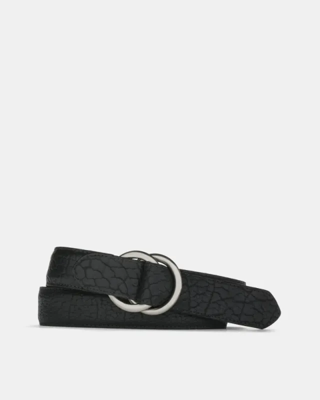 American Bison Belt in Black Leather with Oring Buckles sold by Cobbler Union
