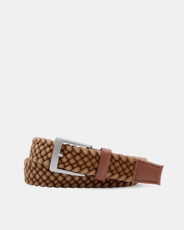 Cloth Braid Belt in Tan sold by Cobbler Union