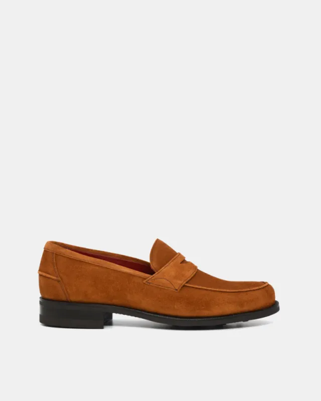 Tobacco Suede Penny Loafer sold by Cobbler Union