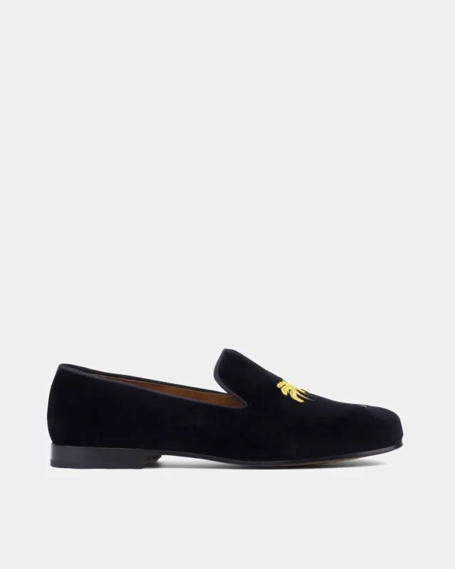 Black Velvet Slippers Palms made by Cobbler Union