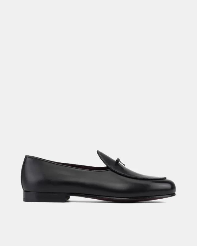 Black Full-Grain Belgian Loafer with Bow sold by Cobbler Union