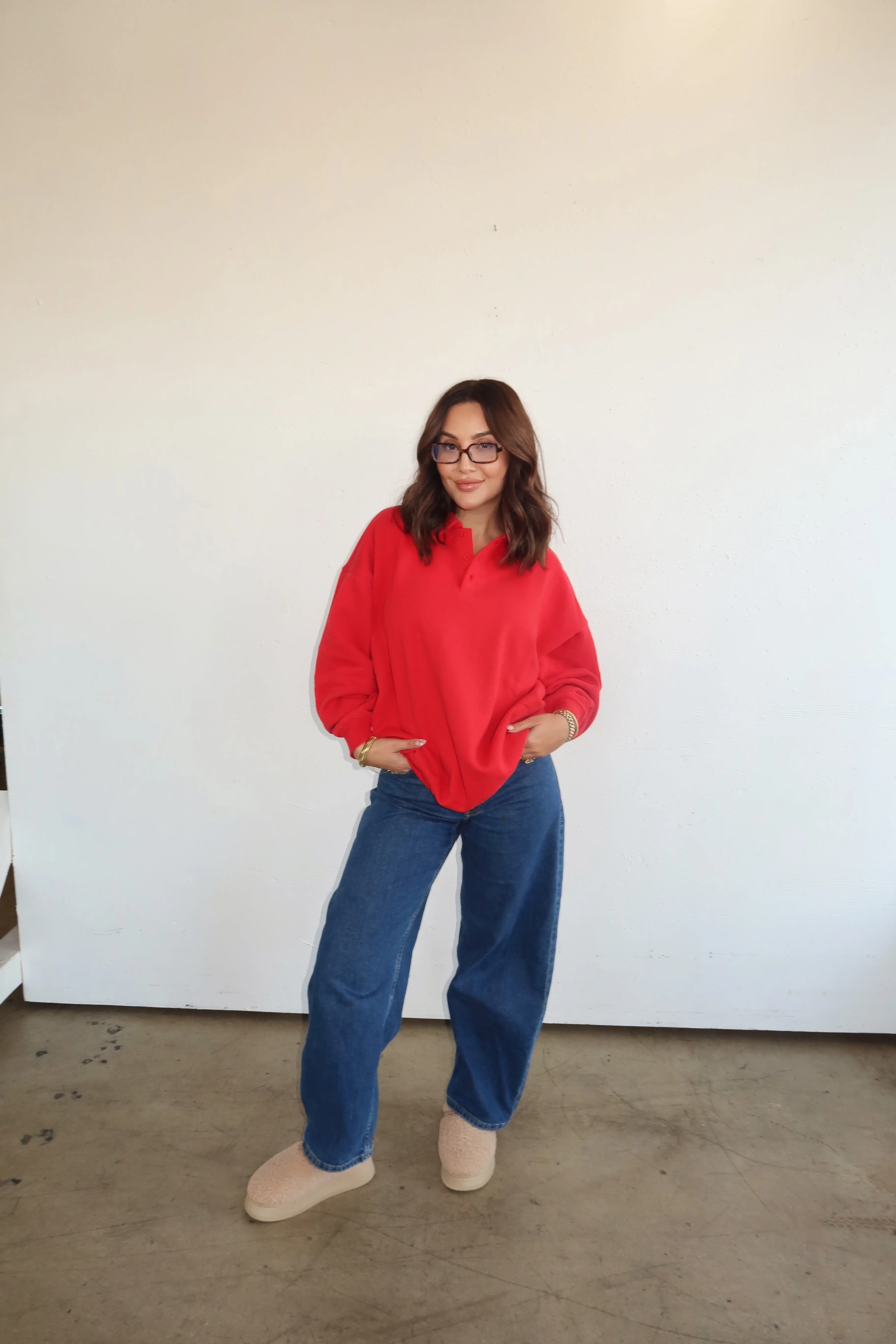 COLLARED BUTTON SWEATSHIRT sold by Elvn Elvn