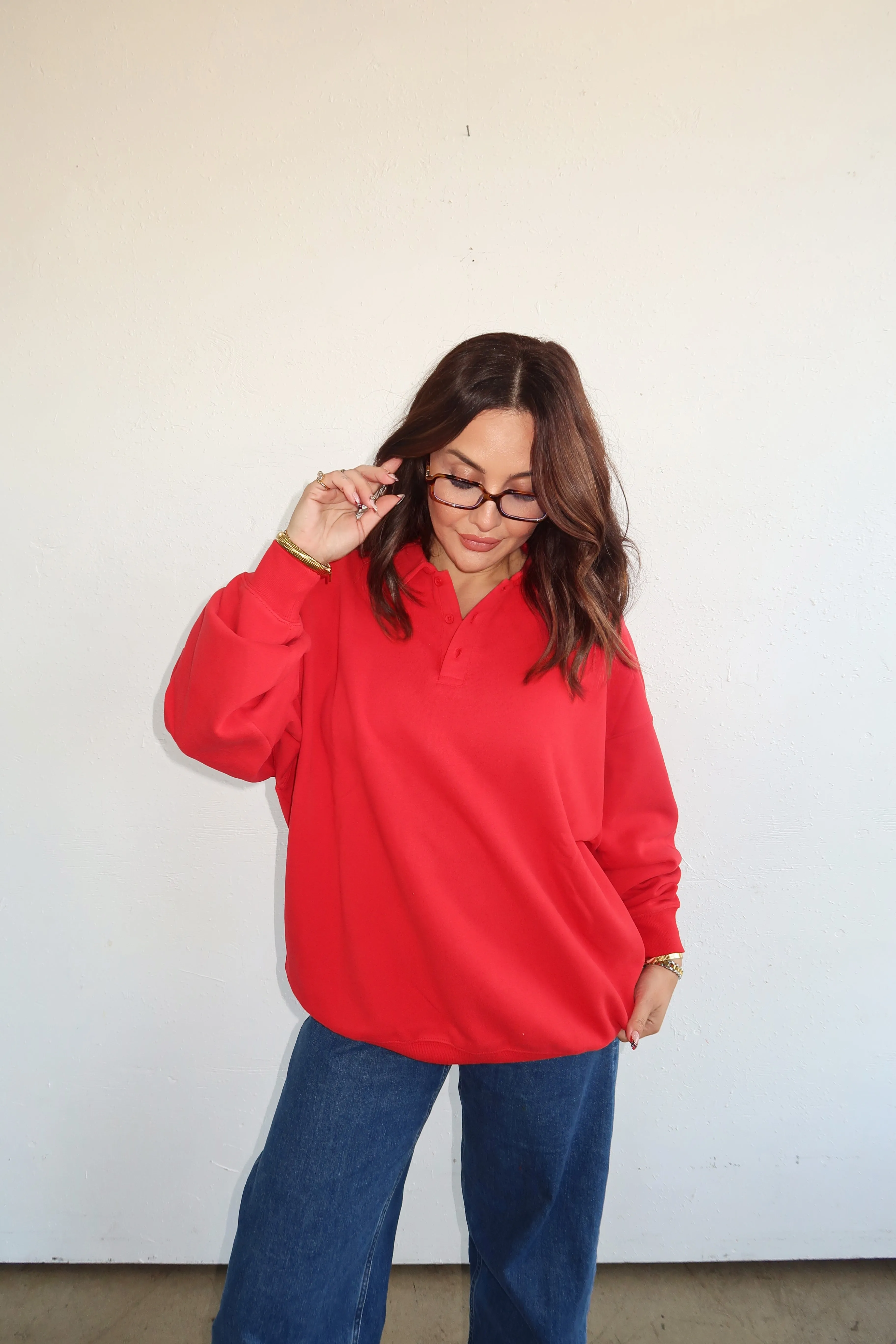 COLLARED BUTTON SWEATSHIRT sold by Elvn Elvn product image thumbnail 3