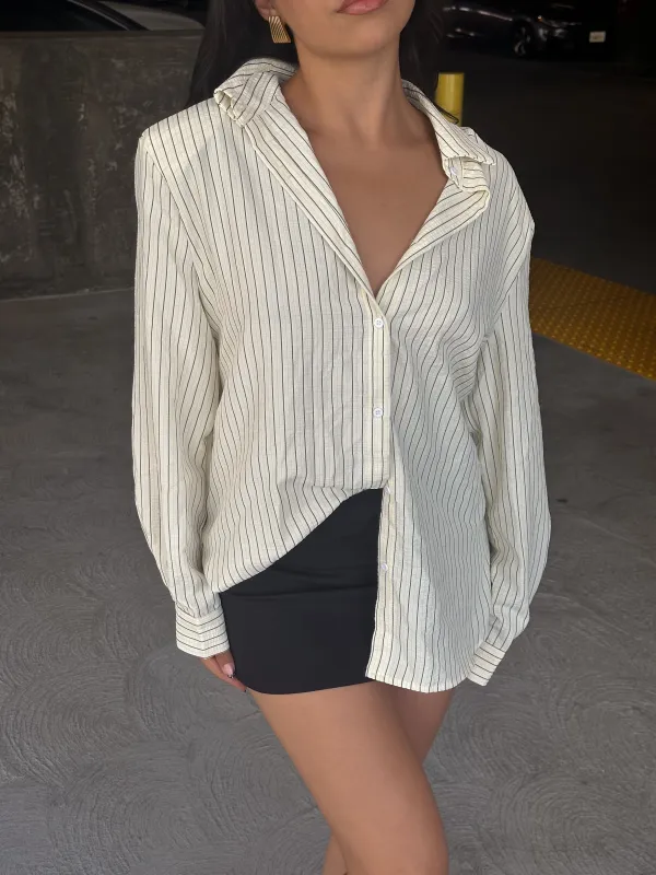 STRIPED LONG SLEEVE SHIRT sold by Elvn Elvn