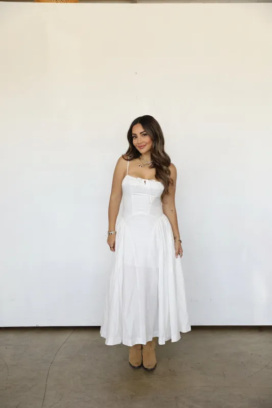 WHITE  MIDI SUNDRESS made by Elvn Elvn