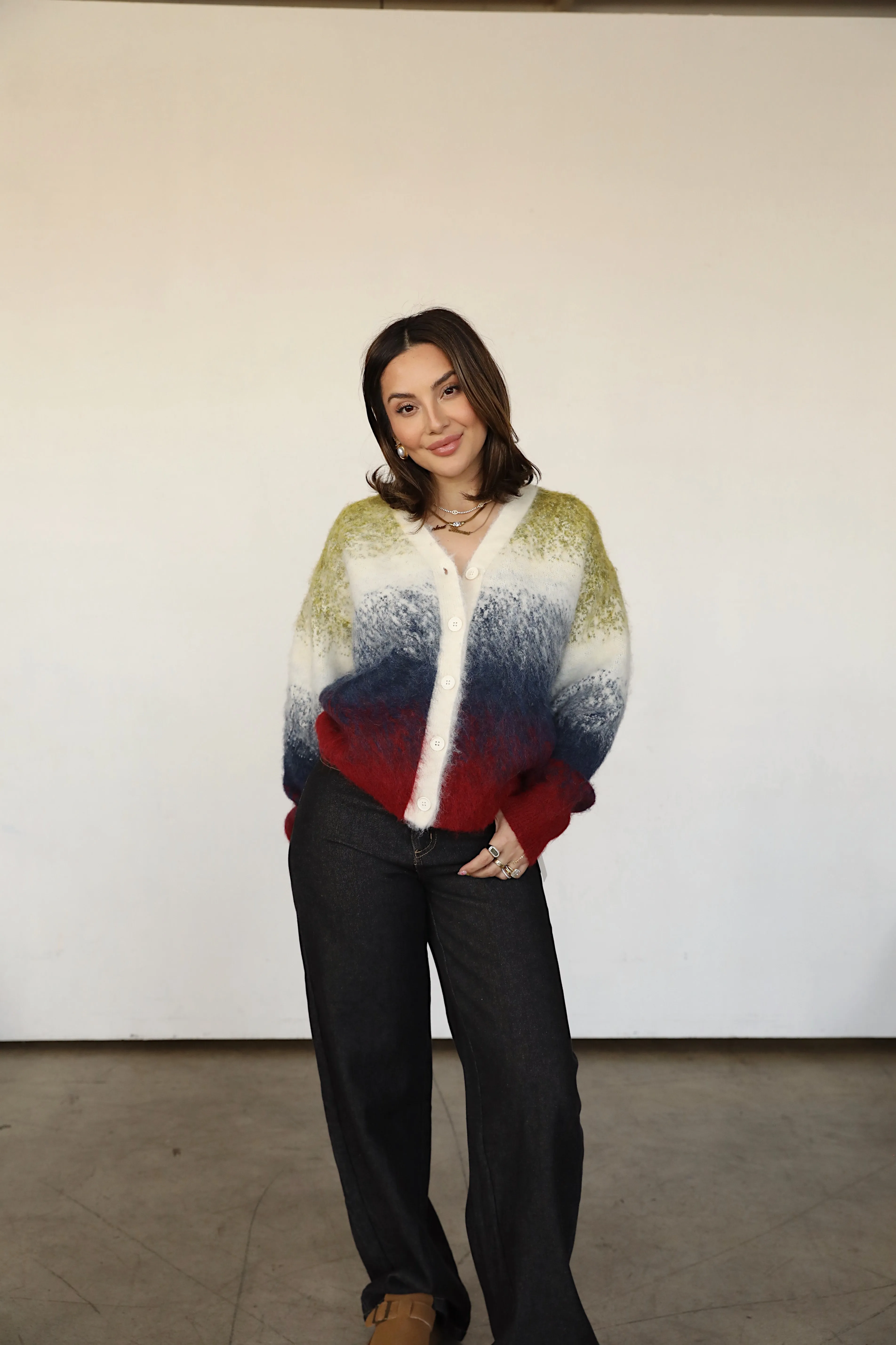 GRADIENT FUZZY CARDIGAN sold by Elvn Elvn product image thumbnail 2