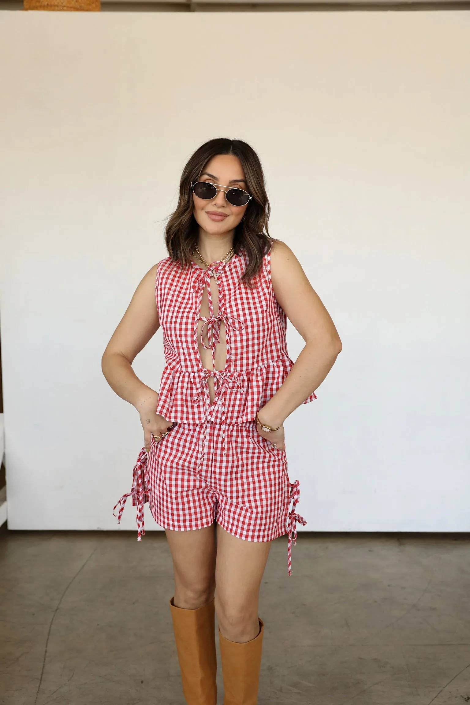 GINGHAM TIE SET sold by Elvn Elvn product image thumbnail 3