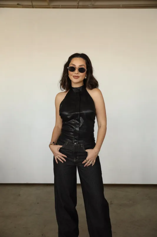 FAUX LEATHER HALTER RACER TOP sold by Elvn Elvn