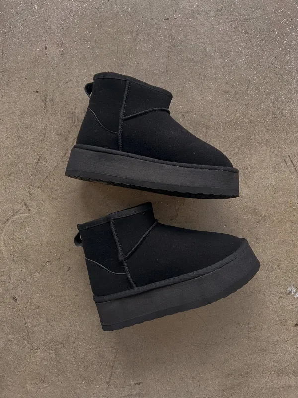 COZY MINI PLATFORM BOOTIES // BLACK sold by Elvn Elvn