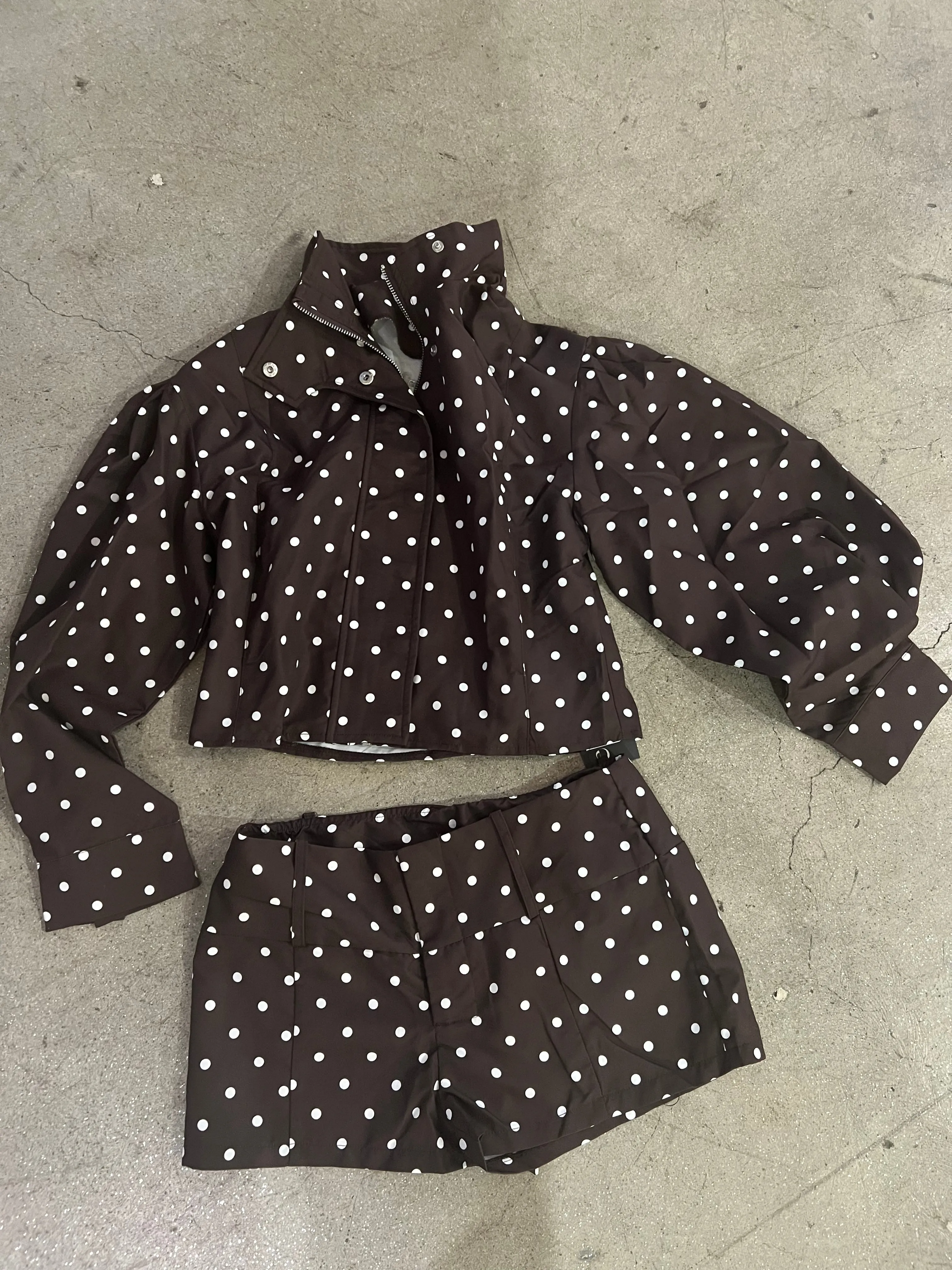 MOCHA POLKA DOT SHORT SET sold by Elvn Elvn product image thumbnail 2