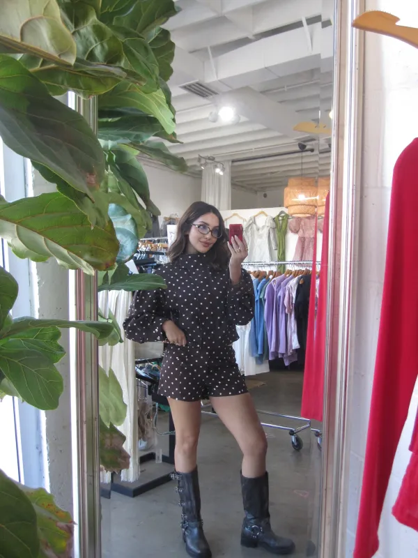 MOCHA POLKA DOT SHORT SET sold by Elvn Elvn