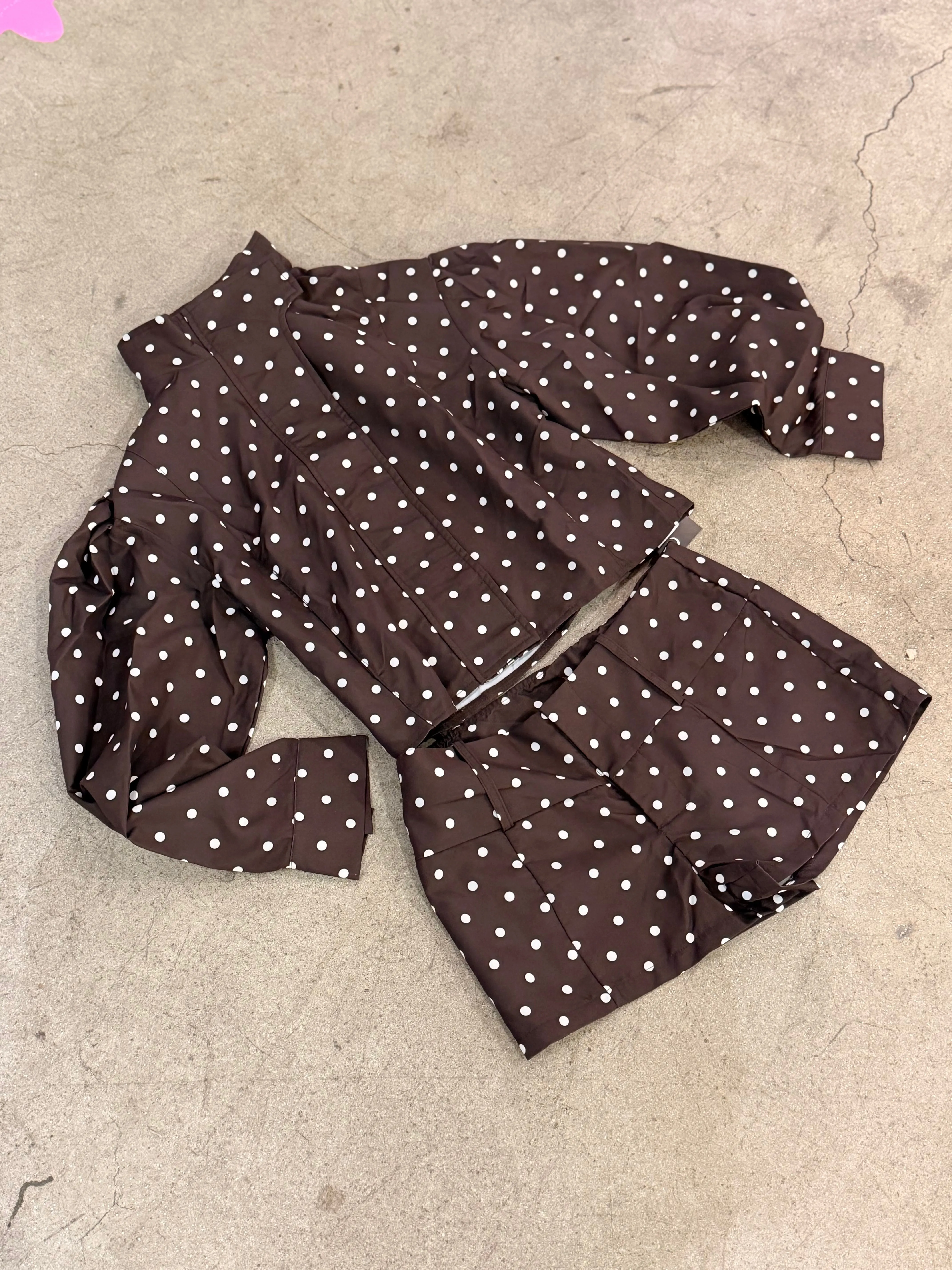 MOCHA POLKA DOT SHORT SET sold by Elvn Elvn product image thumbnail 5