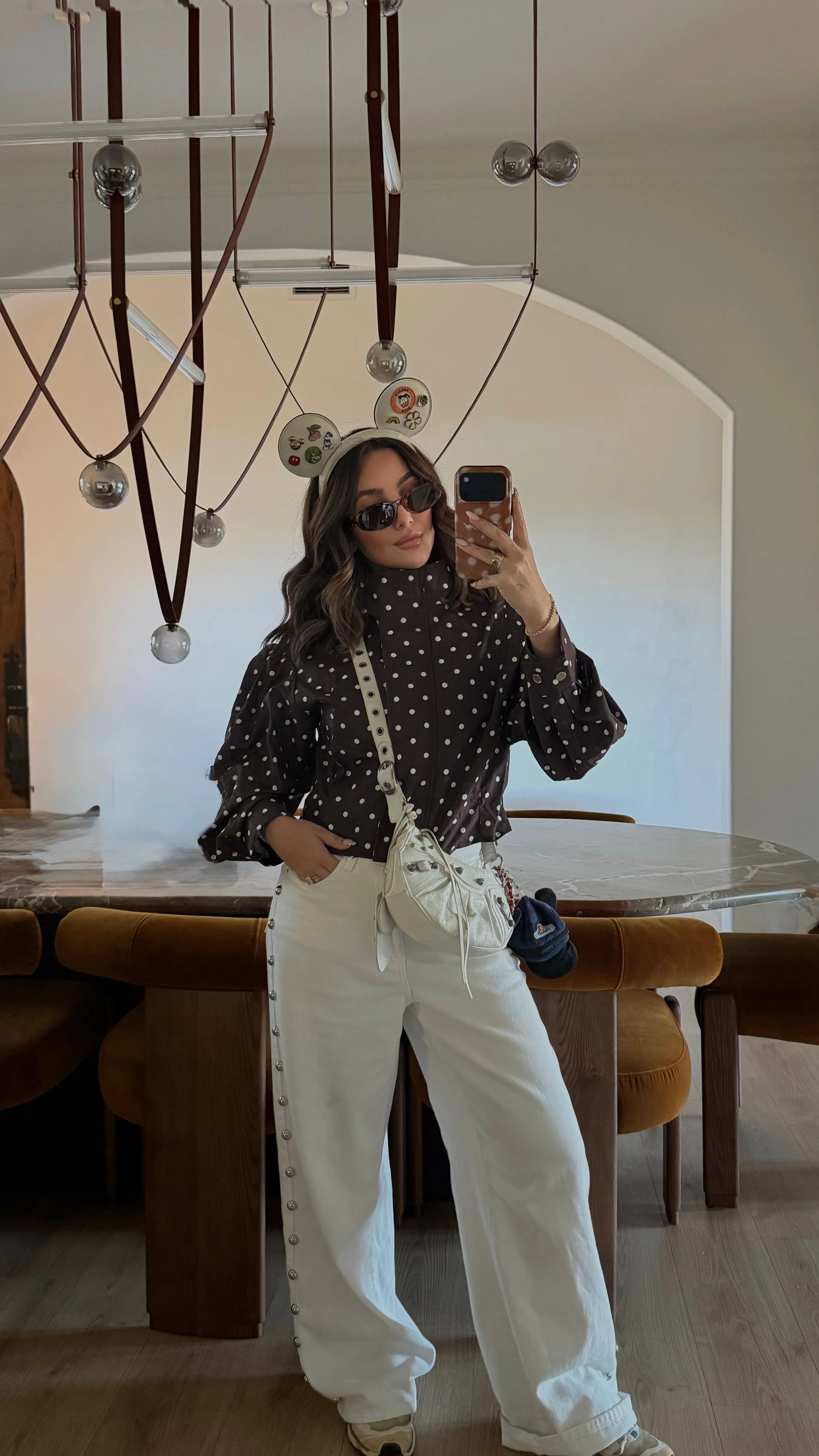 MOCHA POLKA DOT SHORT SET sold by Elvn Elvn product image thumbnail 3