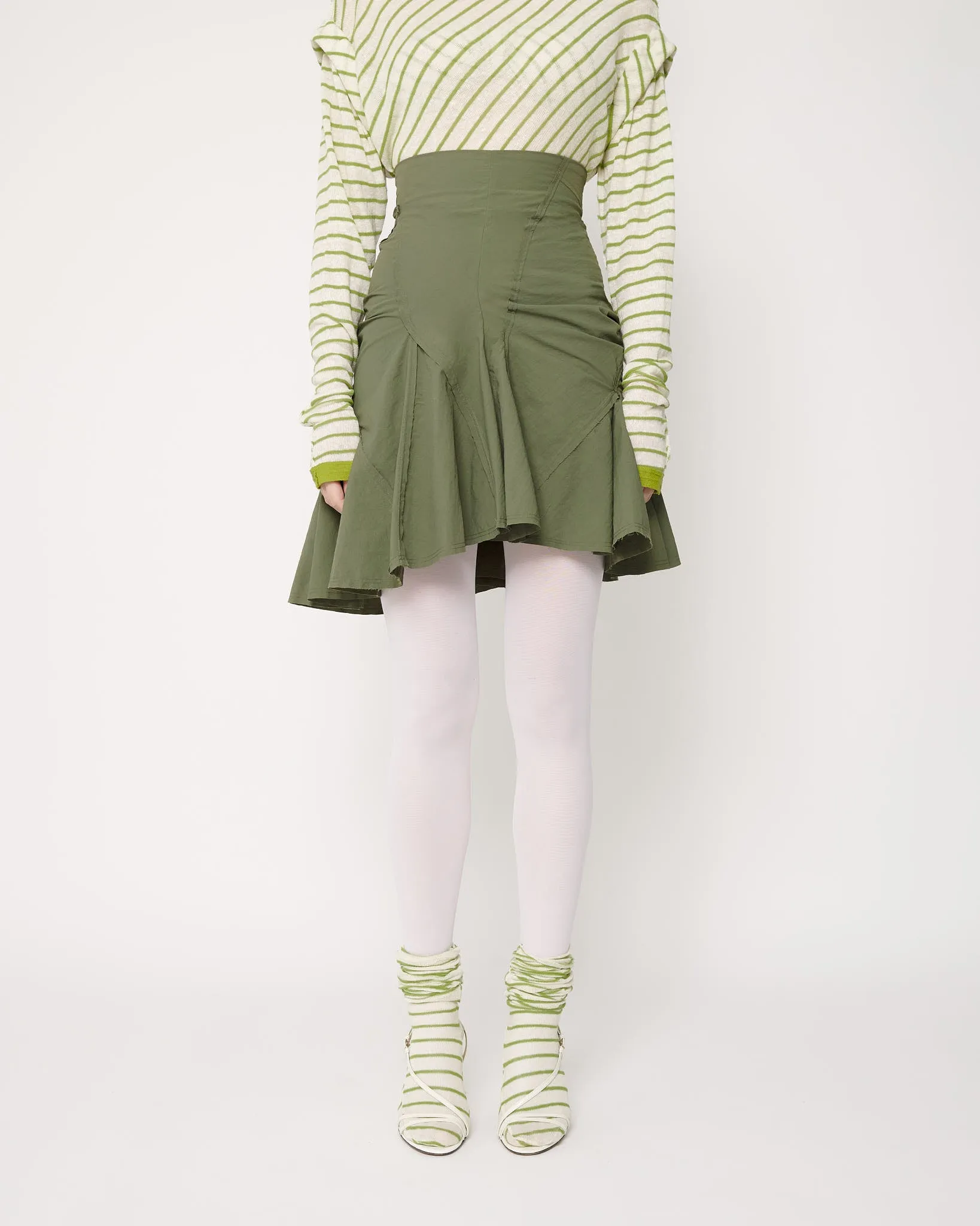 Khaki Mini Flame Skirt sold by Talia Byre