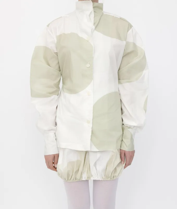 Cream Polka Pinched Waist Shirt sold by Talia Byre
