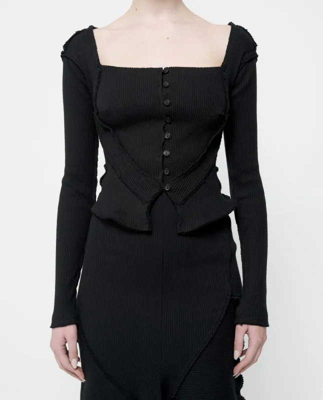 Black Rib Knit Corset Cardigan sold by Talia Byre
