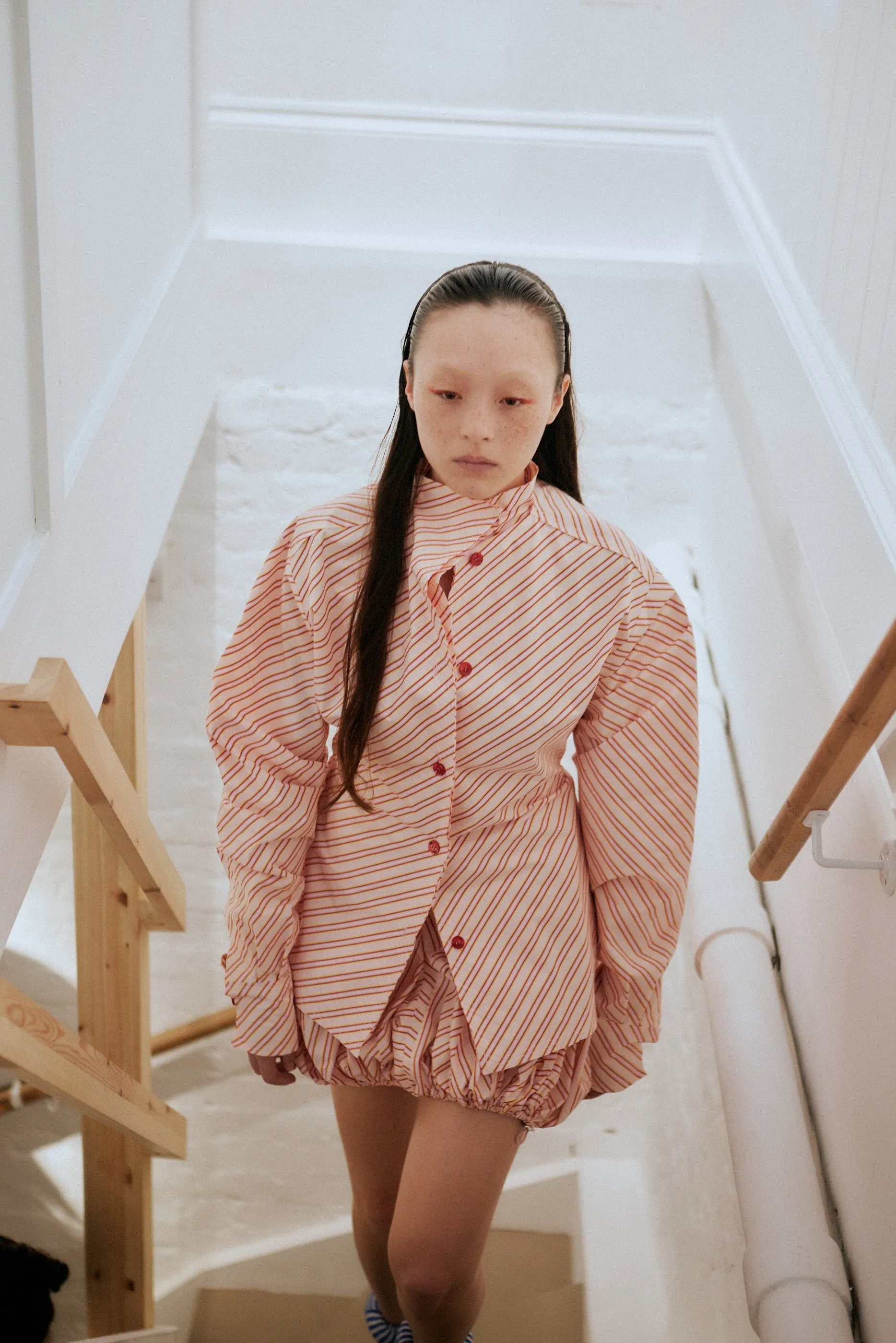 Pink Stripe Pinched Waist Shirt sold by Talia Byre product image thumbnail 4