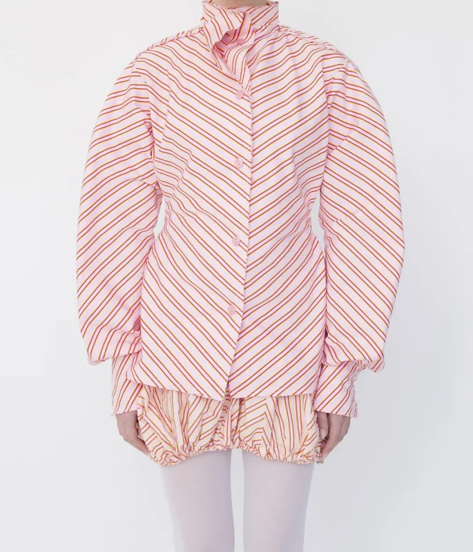Pink Stripe Pinched Waist Shirt sold by Talia Byre