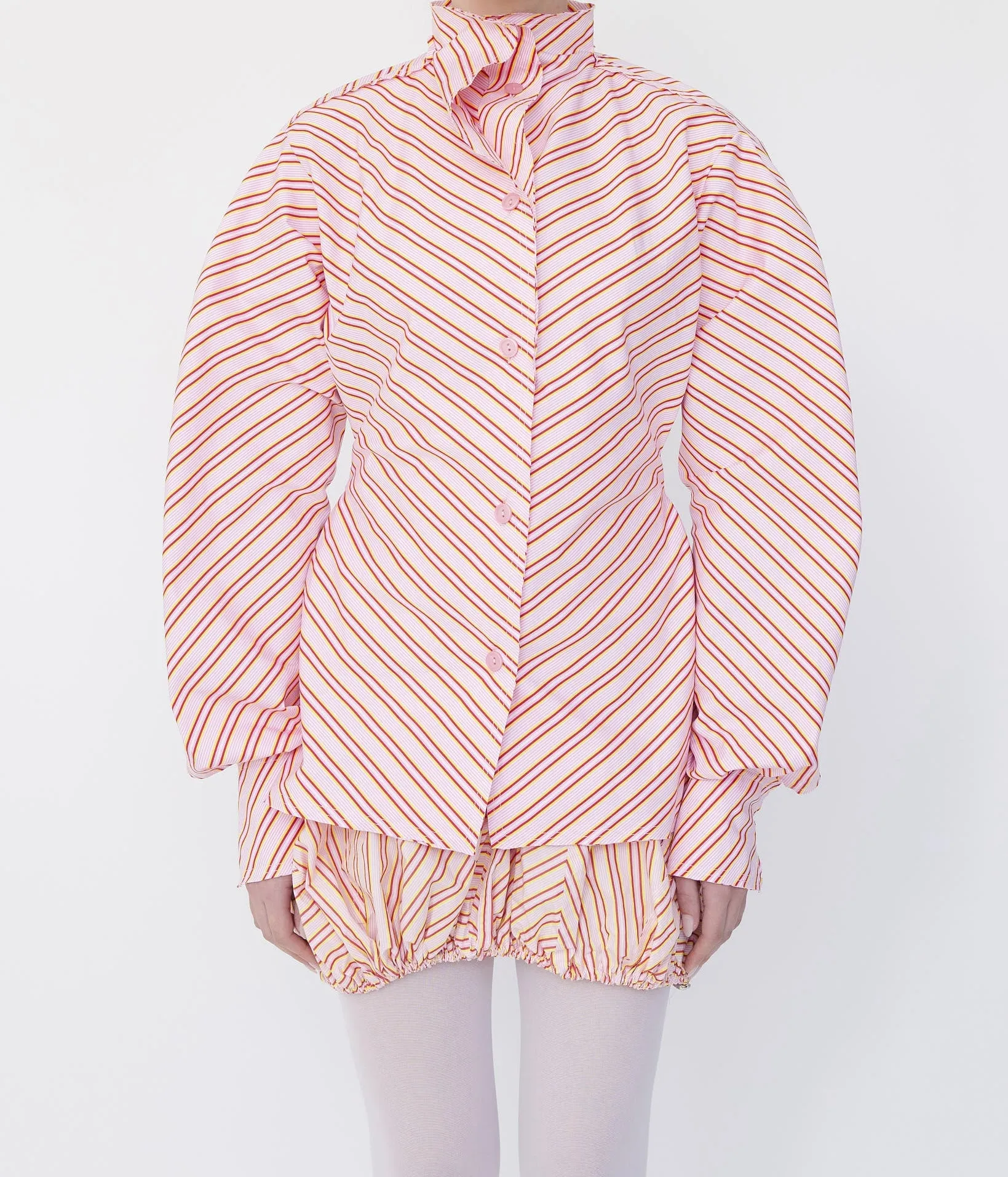 Pink Stripe Pinched Waist Shirt sold by Talia Byre