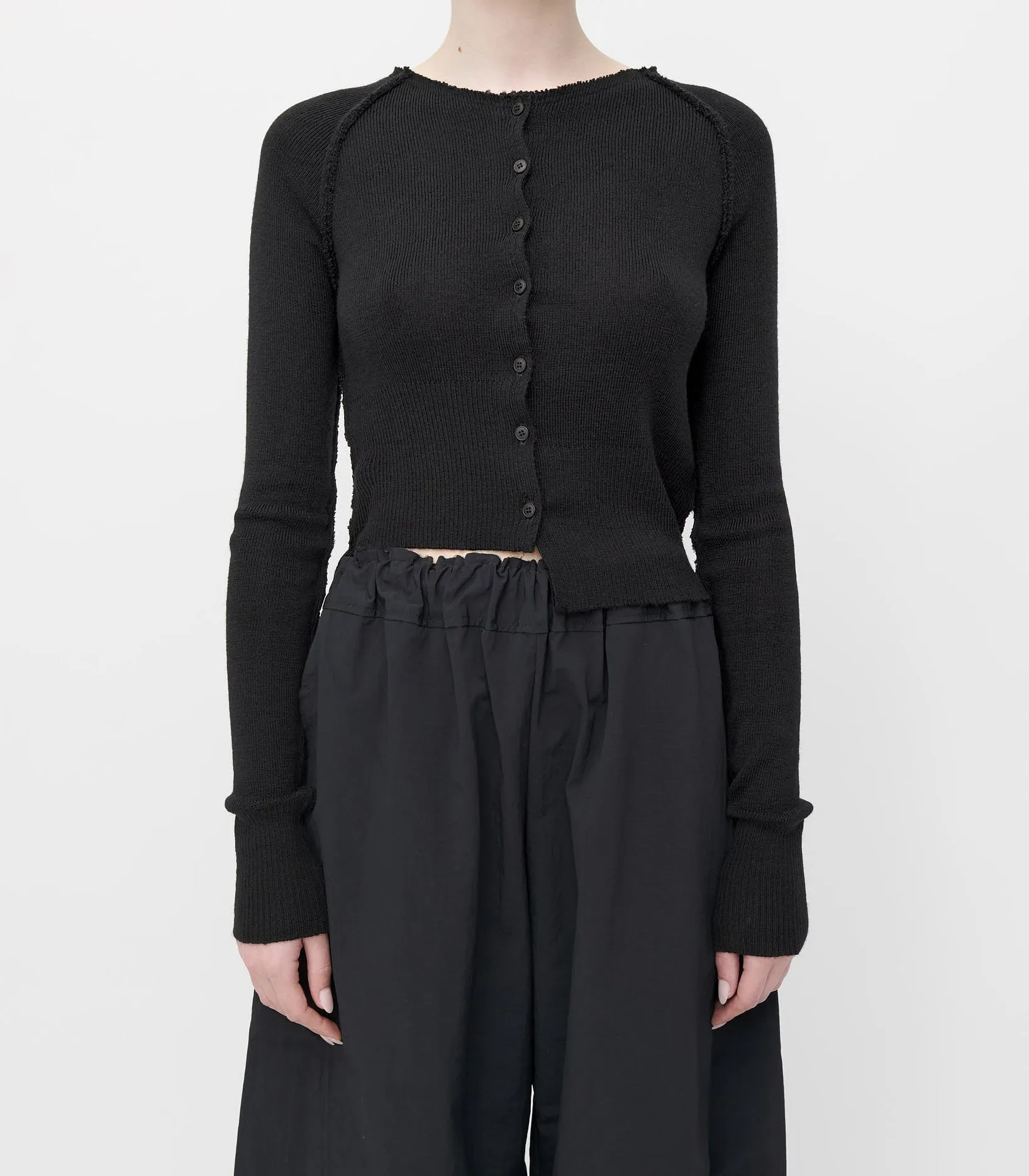 Black Merino Knit Classic Cardigan sold by Talia Byre