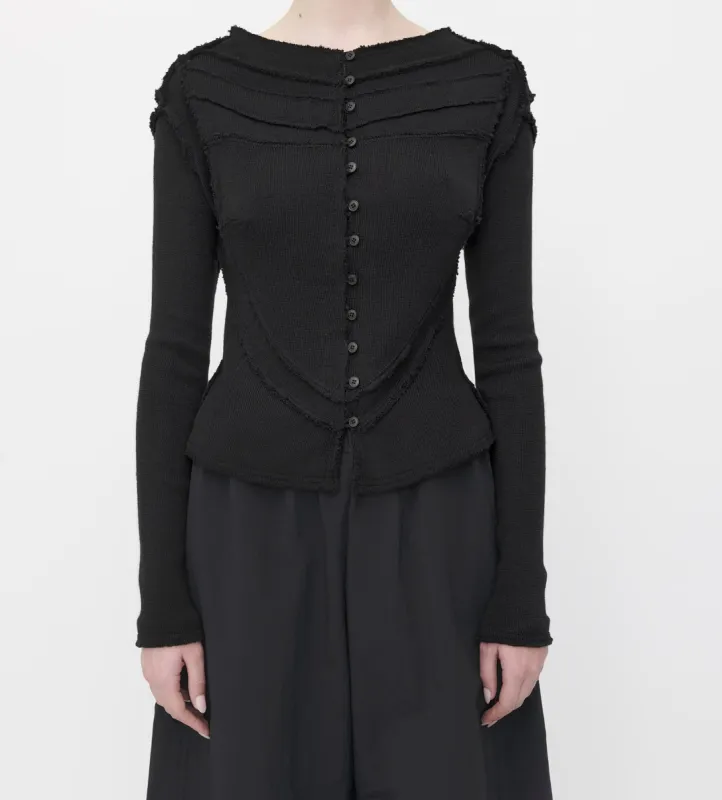 Black Merino Knit Corset Cardigan made by Talia Byre