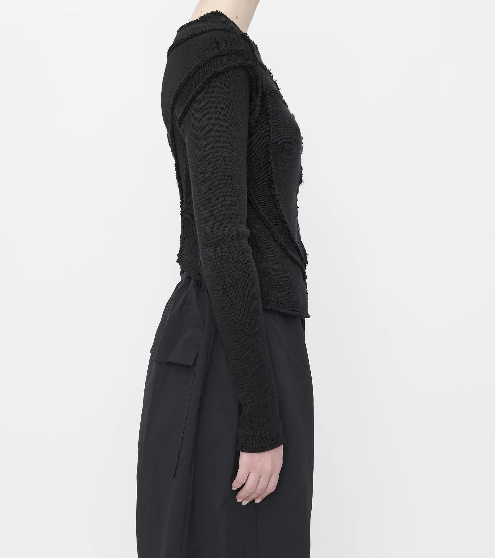 Black Merino Knit Corset Cardigan sold by Talia Byre product image thumbnail 2