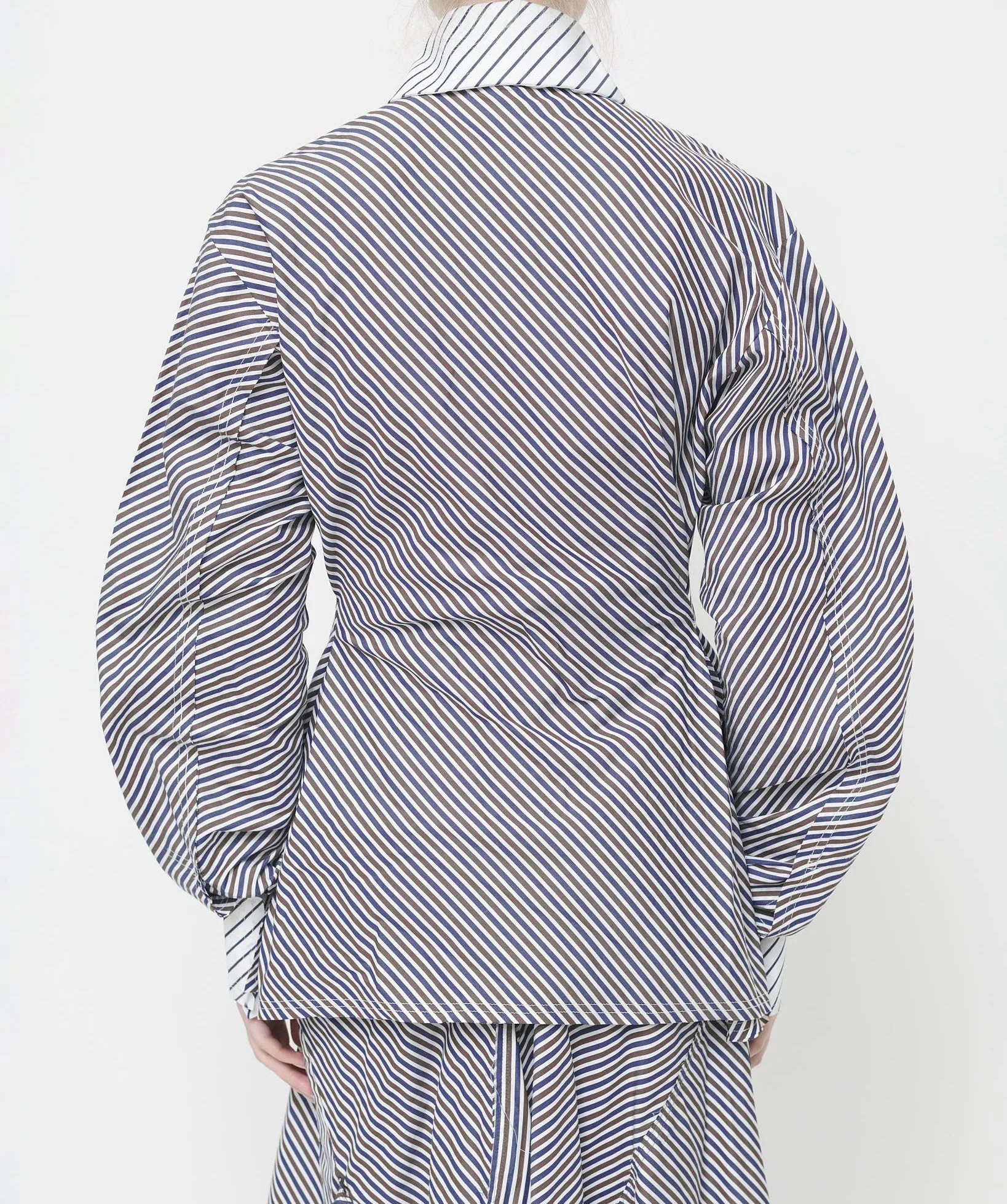 Navy/Brown Stripe Pinched Waist Shirt sold by Talia Byre product image thumbnail 3