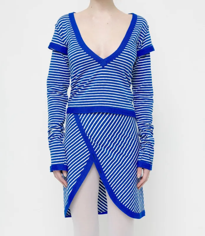Blue Stripe V Neck Top made by Talia Byre
