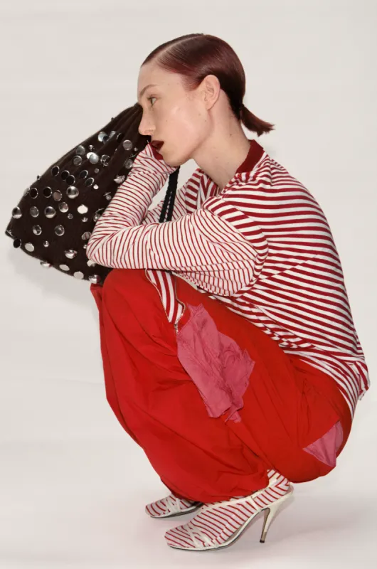 Red Stripe Crew Neck Top made by Talia Byre