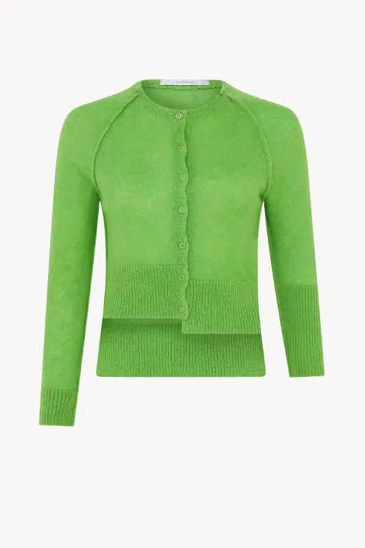 AW22 Bright Green Classic Cardigan made by Talia Byre