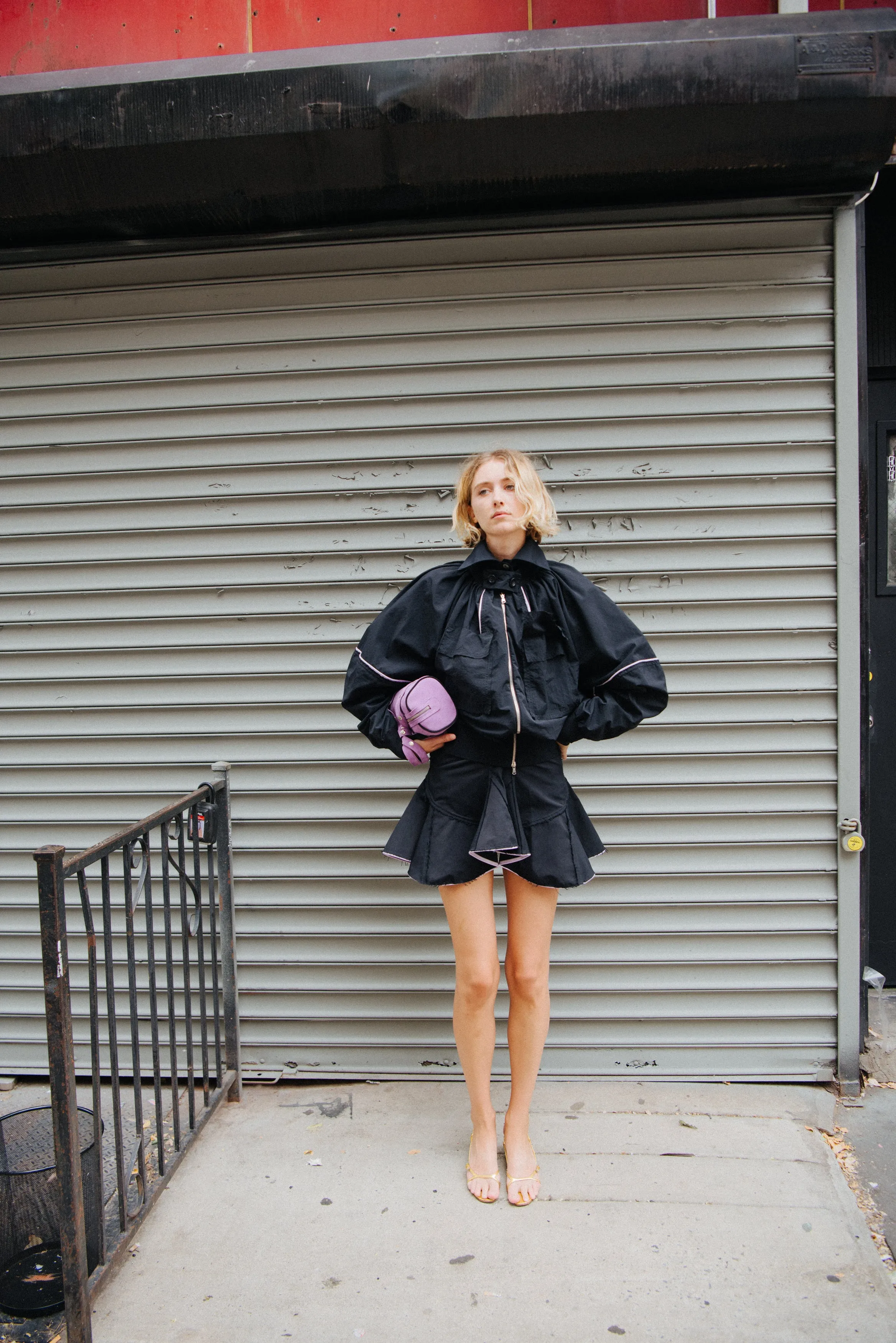 Black and Lilac Bomber Jacket sold by Talia Byre product image thumbnail 3