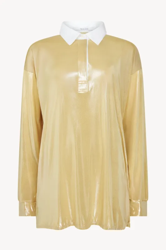 Gold Shiny Rugby Shirt made by Talia Byre