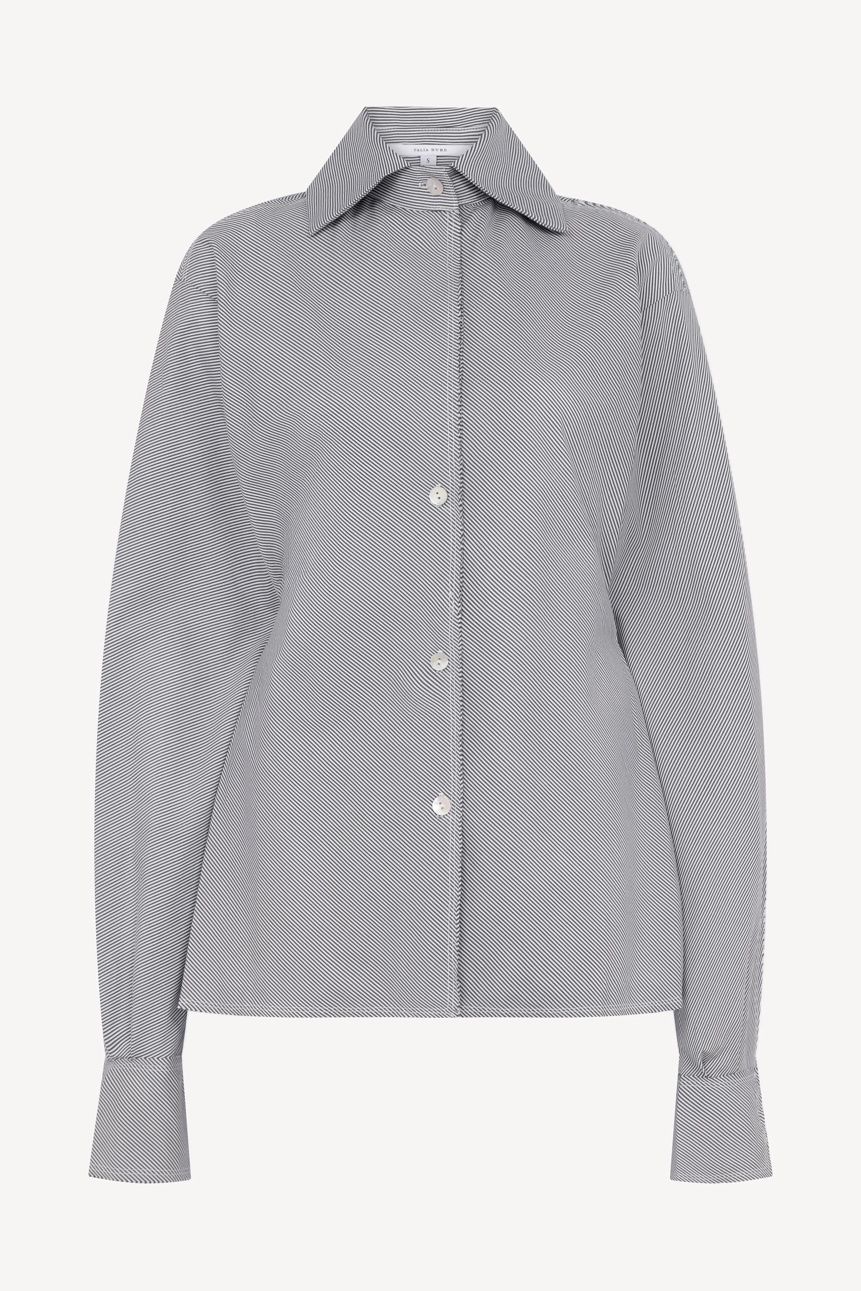 Blue Stripe Pinched Waist Shirt sold by Talia Byre