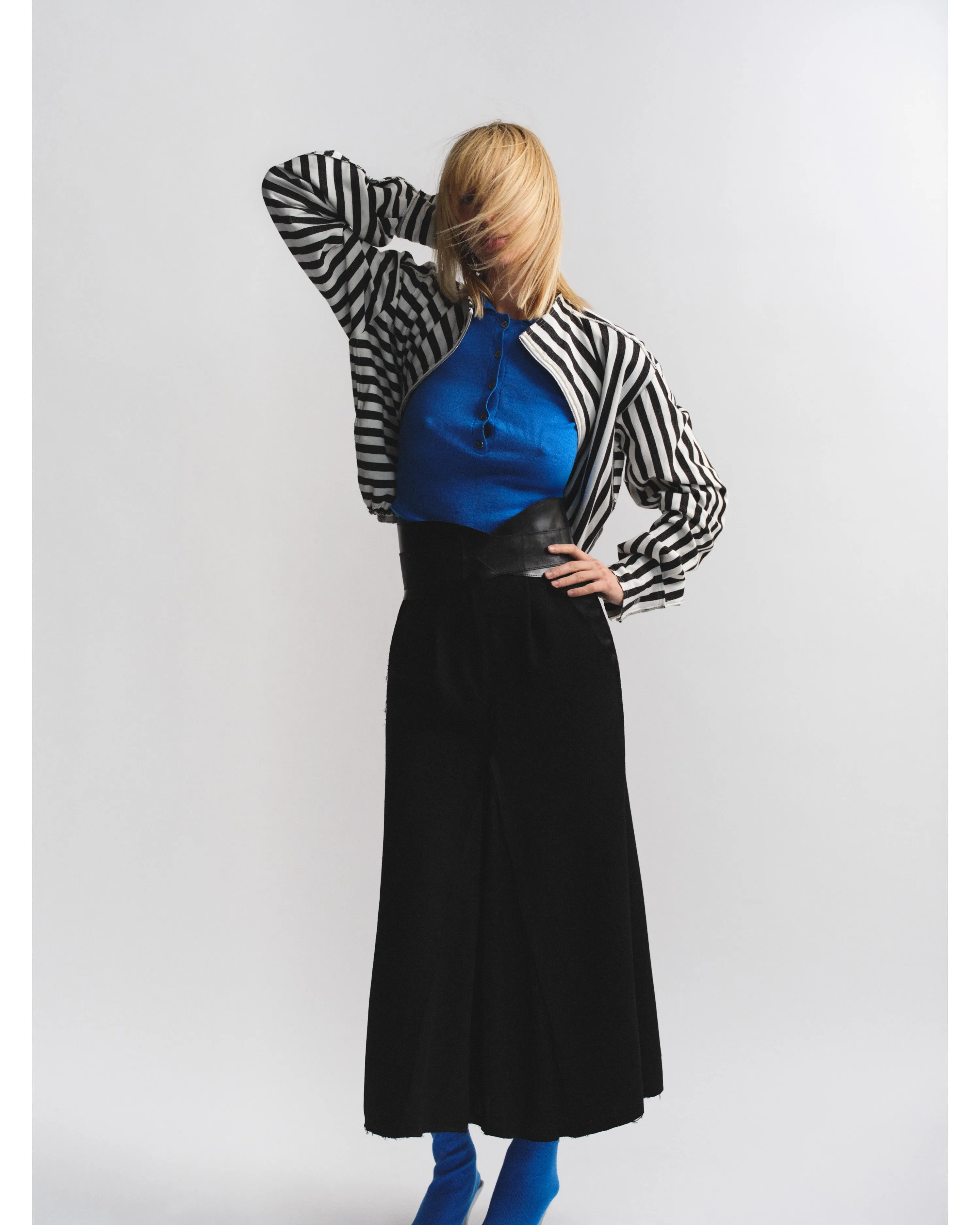 BLACK AND WHITE STRIPE BOMBER JACKET sold by Talia Byre product image thumbnail 3