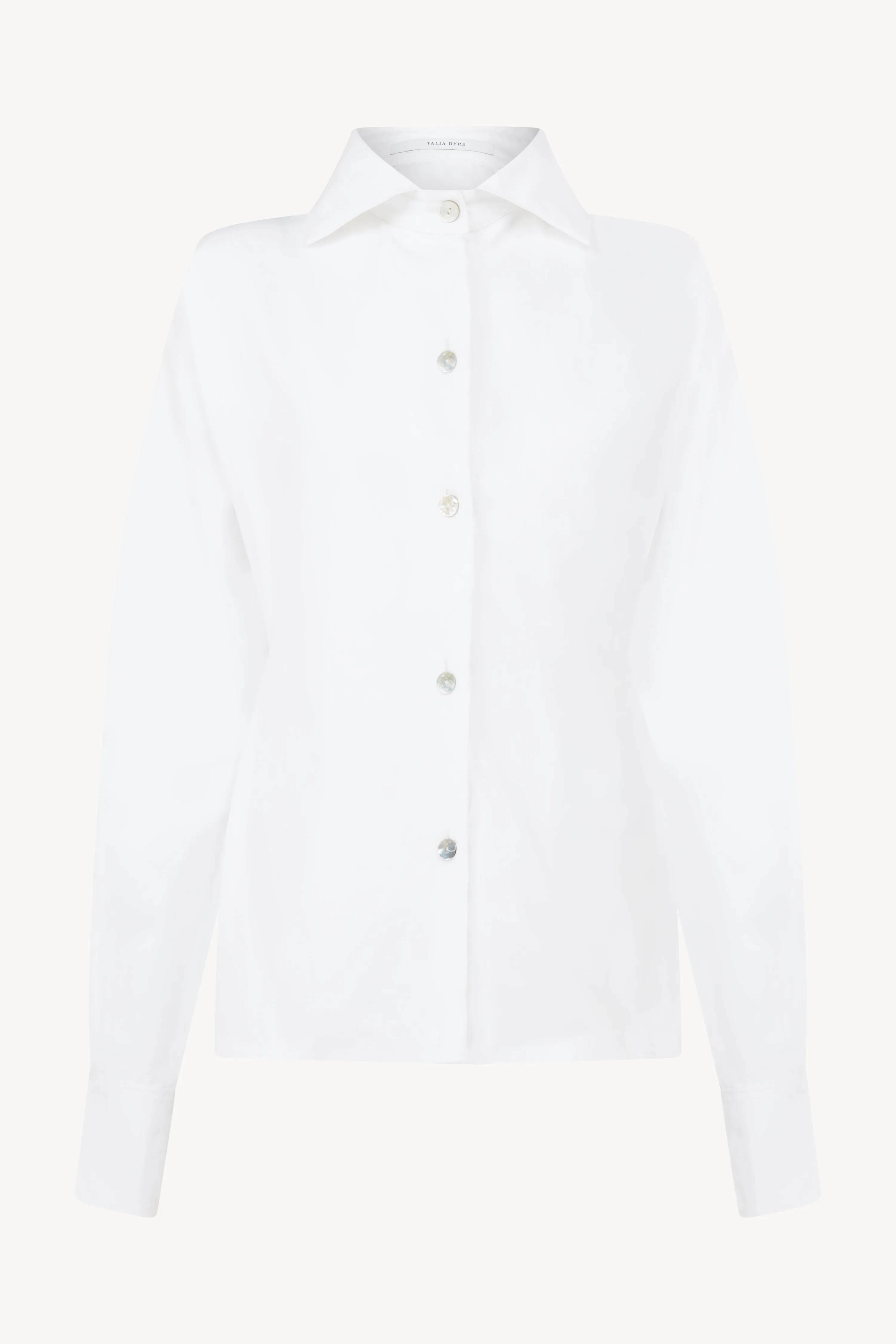 WHITE PINCHED WAIST SHIRT WITH COLLAR sold by Talia Byre