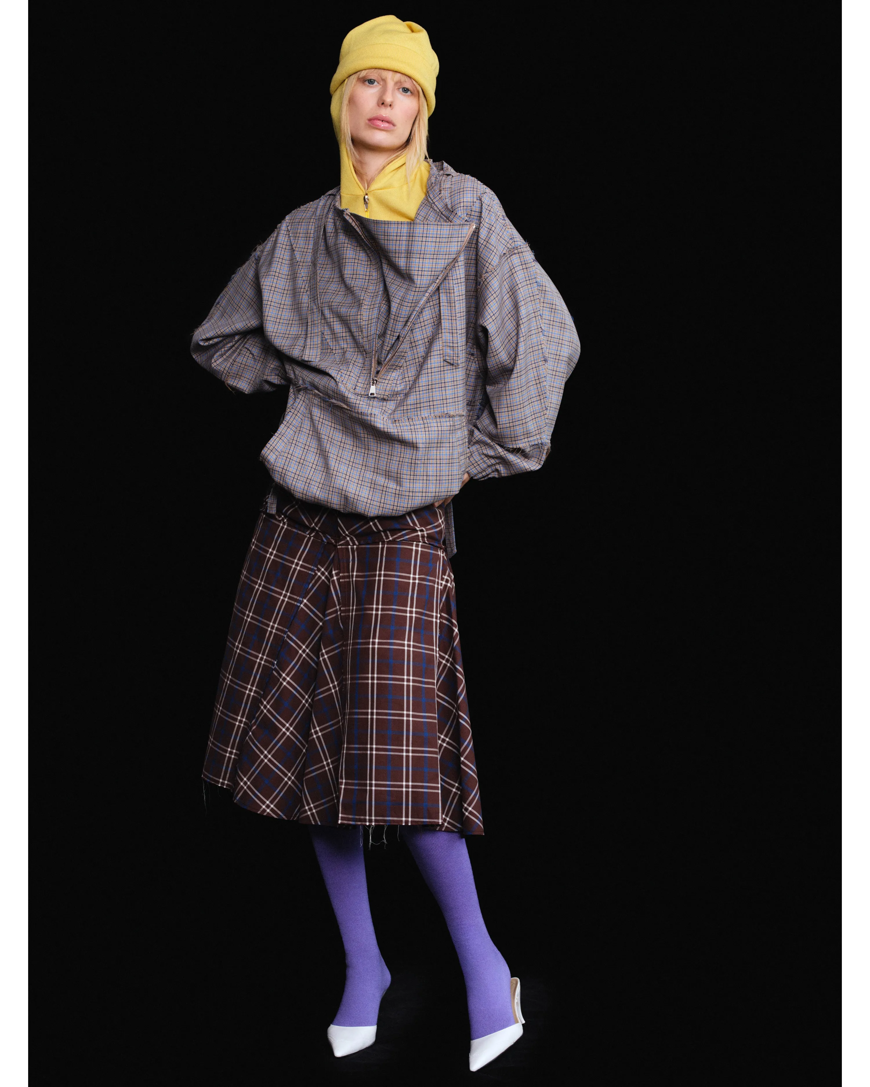 BROWN AND BLUE PLEATED MIDI SKIRT sold by Talia Byre product image thumbnail 3