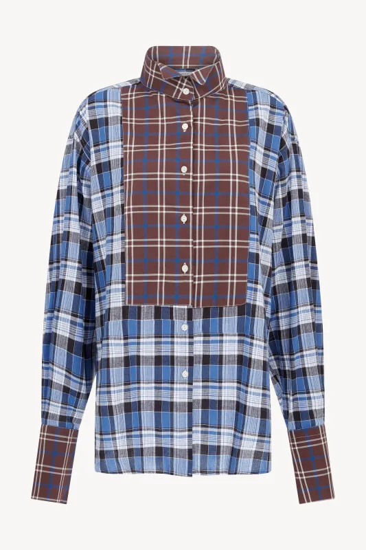 BROWN AND BLUE OVERSIZED EVENING SHIRT sold by Talia Byre