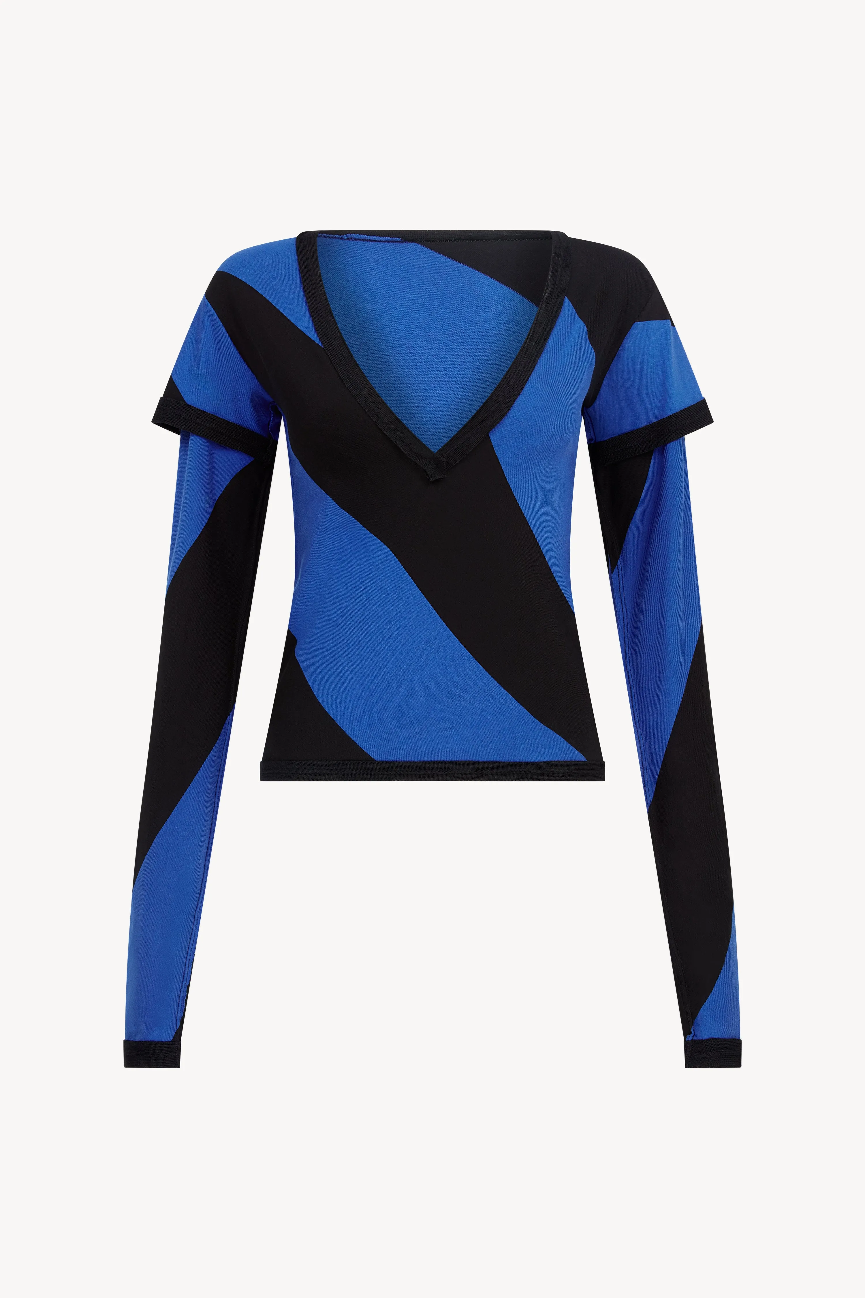 BLUE AND BLACK V-NECK TOP sold by Talia Byre