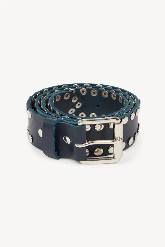 NAVY STUDDED BUCKLE BELT made by Talia Byre