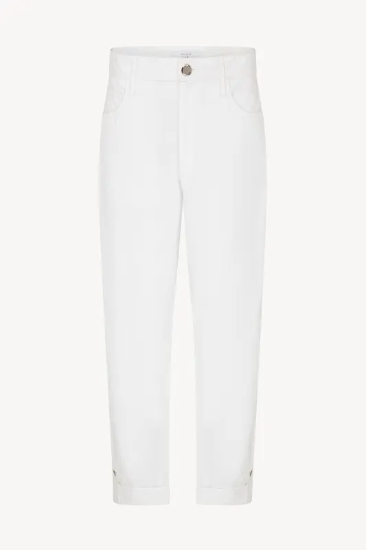 WHITE CARGO ROLL UP TROUSERS made by Talia Byre