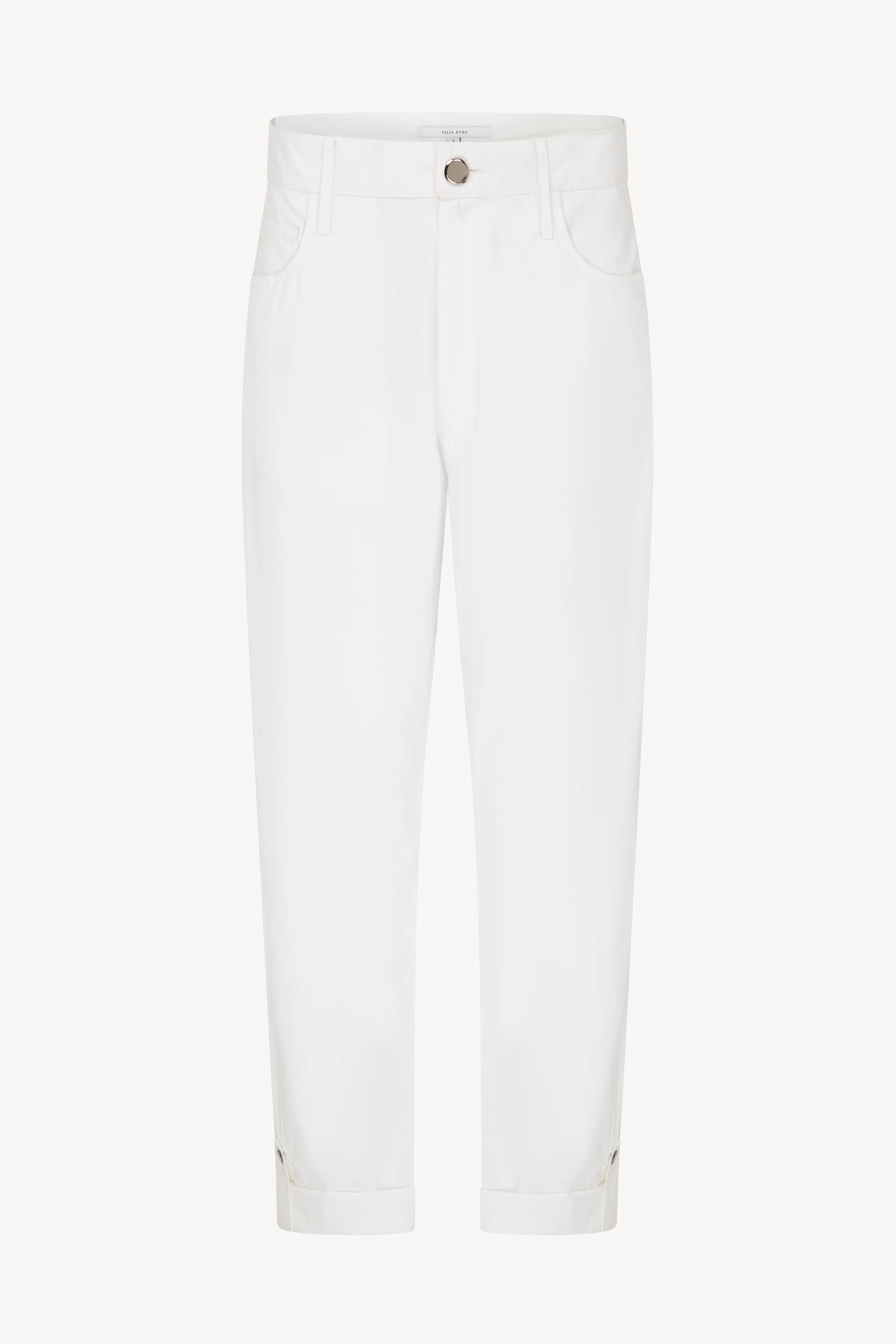 WHITE CARGO ROLL UP TROUSERS sold by Talia Byre