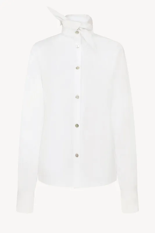 WHITE DAGGER COLLAR PINCHED WAIST SHIRT made by Talia Byre